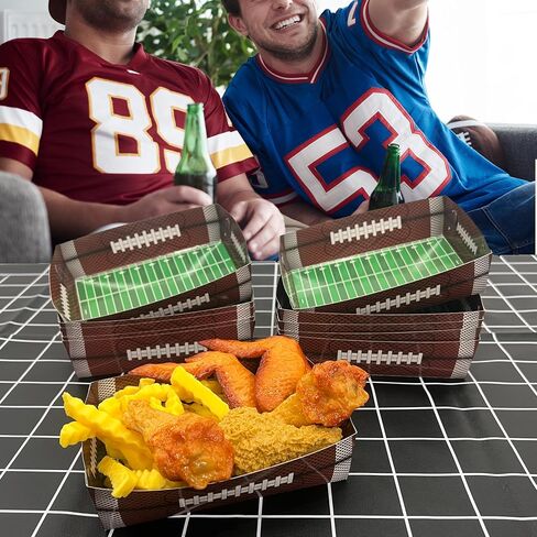 36 Pack Football Party Paper Food Trays Boats Disposable, Big Game Nacho Snack Tray Taco Hot Dog Popcorn Serving Food Boat Plates Football Birthday Party Decorations Supplies Favors in Saudi Arabia