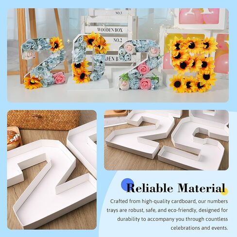 صواني طعام على شكل رقم من VGOODALL، بيضاء 2 0 2 5 صواني طعام من الورق المقوى لتزيين حفلات التخرج وأعياد الميلاد in Kuwait