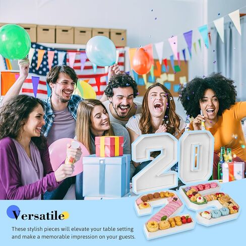 صواني طعام على شكل رقم من VGOODALL، بيضاء 2 0 2 5 صواني طعام من الورق المقوى لتزيين حفلات التخرج وأعياد الميلاد in Kuwait