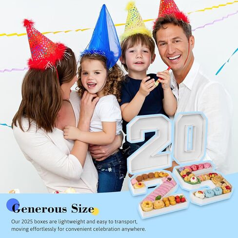 صواني طعام على شكل رقم من VGOODALL، بيضاء 2 0 2 5 صواني طعام من الورق المقوى لتزيين حفلات التخرج وأعياد الميلاد in Kuwait