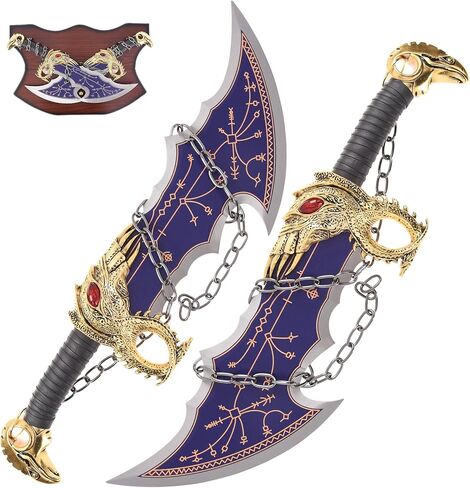 Blades of Chaos Blue,God of War Merh 21inch Stainless Steel，1：1 Replica Prop Sword Suitable for Hobby Collection Decoration in Saudi Arabia