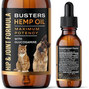 Busters Hip and Joint Hemp Oil for Dogs Formula with Glucosamine, 2Pack 2Month Supply, Pain Relief for Cats, and Pets, Advanced Mobility Support