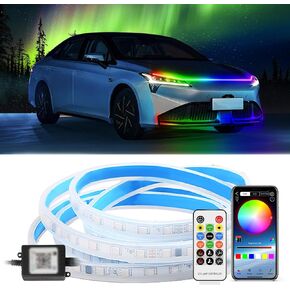 Chemini Exterior Car LED Hood Light Strip,60 Inch White 12V LED Strip Light for Car Hood Flexible Daytime Running Light Waterproof for Truck,Van,SUV-1 Pack
