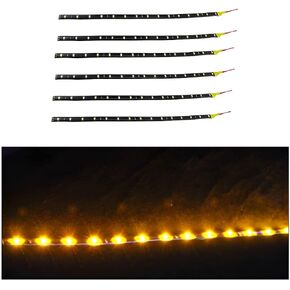 Car LED Strip Light, DC 12V Waterproof Light Strip for Cars, 6PCS 15 SMD Cuttable Connectable Car Underglow Decoration, Led Interior Exterior Lights Strip for Bedroom Mirror Kitchen (Blue)