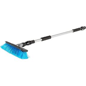 Camco 43633, RV Flow-Through Wash Brush | Features an Adjustable Handle, a Standard Garden Hose Connection, and an On/Off Button to Control Water Flow