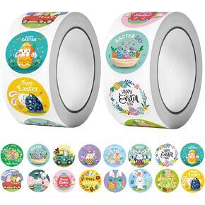 1000 Pcs Easter Stickers 1 Inch Bunny Stickers Cute Egg Stickers for Kids Happy Easter Sticker for Easter Party Supplies, Gift Decorations