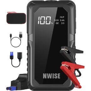 Car Jump Starter, 2000A Peak 20000mAh Portable Battery Starter with Smart Safety Jumper Clamps,12V Jump Boxes with Dual USB Quick Charge 3.0, LED Light