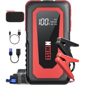 Car Jump Starter, 2000A Peak 20000mAh Portable Battery Starter with Smart Safety Jumper Clamps,12V Jump Boxes with Dual USB Quick Charge 3.0, LED Light