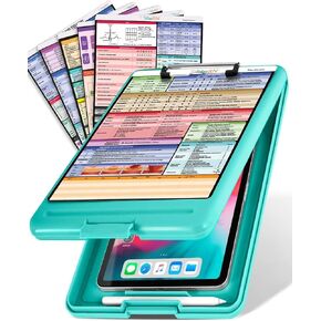 Tribe RN Ultimate Nursing Clipboard Set - 6 Vibrant Color-Coded Clinical Reference Sheets - Excellent Durability & Water-Resistant for Everyday Use (Black)