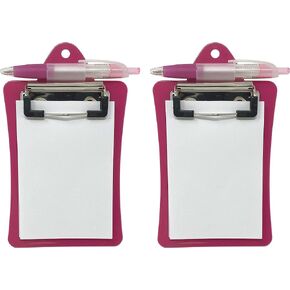 Clipco Mini Clipboard with Magnetic Back includes Paper Pad and Pen (2-Pack) (Black)