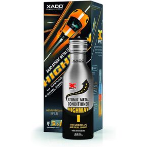 XADO Highway - Oil Additive for Car Engine - High-Mileage Motor Revitalizant Restore Treatment - for Gasoline, Diesel and LPG Engines, Worn Metal Parts Repair - Atomic Metal Conditioner (Bottle 7.5oz)