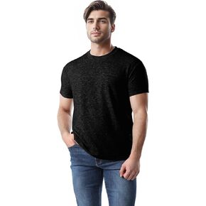 Ohoo Men's Slim Fit Stretch Crewneck T-Shirt Short Sleeve Cozy Soft Casual Tee Top