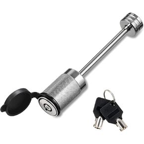 CZC AUTO Trailer Lock 1/4'' Dia, Trailer Coupler Lock 3-3/8'' Span Trailer Tongue Lock Fits Latch-Type Coupler, Chrome Coated Trailer Pin Lock with Keys for Towing Boat Truck Trailer RV Car