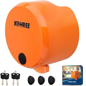 Kohree Heavy Duty Trailer Coupler Lock, RV Trailer Locks fit 2-5/16 inches, 2", 1-7/8" Couplers, Durable Structural Steel Safety Tow Lock with 4 Keys & 4 Dust Covers, Orange