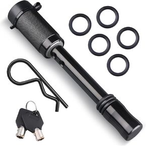 Kohree Trailer Hitch Lock 5/8 Inch, Hitch Pin Lock for Class III IV 2 Inches and 2-1/2 Inches Receiver, Locking Hitch Pin Tow Hitch Lock with Key, Safety Clip & Anti Rattle O-Rings