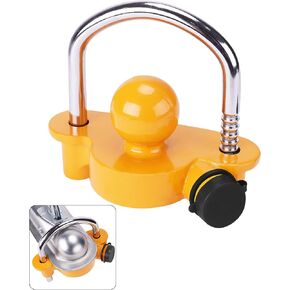 Turnart Trailer Lock, Hitch Lock, Trailer Hitch Lock, Trailer Coupler Lock, Trailer Tongue Lock, Adjustable, Heavy-Duty Steel, Universal Size Fits 1-7/8", 2", and 2-5/16" Couplers (Yellow-A)