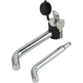 TOPTOW 63530 Trailer Hitch Receiver Lock, 1/2 & 5/8 inch Diameter, Heavy Duty Bent Locking Pin, Black