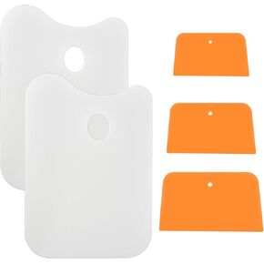 14.5" x 10" Body Filler Mixing Board with Body Filler Spreaders, 4, 5, 6" Plastic Automotive Body Spreader Auto Mixing Pallete for Applying Fillers, Putties, Glazes
