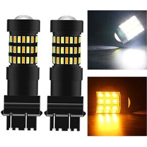 SOCAL-LED Lighting 1157 2057 Front Turn Signal LED Bulb Dual Function White Yellow Switchback Super Bright 4014 SMD, Pack of 2