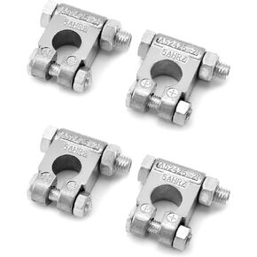 QWORK Military Spec Battery Terminals, 2 Pairs Negative and Positive Top Post Battery Connector for Marine Vehicles, Boats, RVs