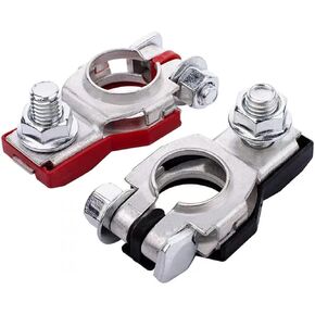 Battery Terminal Connectors(1 pair), Positive & Negative Auto Battery Cable Terminal Top Post With plastic bottoms,Automotive Accessories Universal for Nissan 243407F000 243407F001