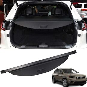 Marretoo for Jeep Cherokee Cargo Cover 2019 2020 2021 2022 2023for Jeep Cherokee Accessories أسود قابل للسحب غطاء صندوق السيارة غطاء أمان درع