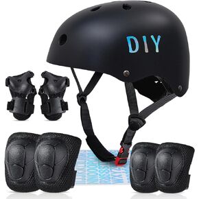 FIODAY Kids Bike Helmet Knee Pads for Kids Adjustable Protective Gear with Knee and Elbow Pads Wrist Guards Toddler Helmet for Boys Girls Skateboard Inline Skating Scooter, 3-5-8 Years