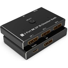 Displayport Splitter,Display Port Splitter 1 in 2 Out(DP to HDMI&DP Splitter) HDMI Displayport Switch 1 in 2 Out Extended Display Video Switcher Adapter DP&HDMI Displayport Splitter