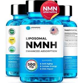 NMN Supplement Alternative - NMNH (Dihydronicotinamide Mononucleotide) 500mg Per Serving, 60 Count (30 Servings) NAD Supplement to Boost NAD+ Levels