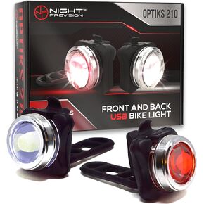OPTIKS 210 Bike Lights Front and Back USB Rechargeable LED Skateboard Longboard Bicycles