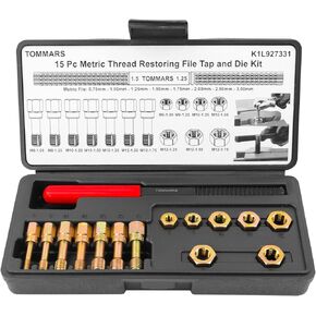 TOMMARS 15-Piece Metric Thread Chaser Set, M6 M8 M10 M12 Thread Restorer Tool Thread Rethreading Repair Kit