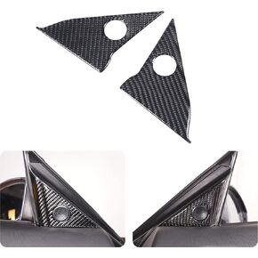 Daeiclru Soft Carbon Fiber Car Door A-Pillar Speaker Panel Trim Sticker Compatible with Nissan 350z 2003-2006, Front Door A Pillar Triangle Speaker Stereo Frame Cover Trim Accessories (Black)