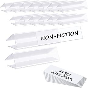 Shelf Label Holder,ChanQnTon 44PCS 3X7/8'' Shelf Labels,Tag Ticket Sign Label Holders Clip On for 5/8'' to 3/4''Thick Shelves with Matched Blank Inserts