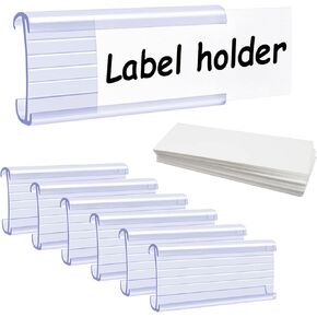 Wire Shelf Label Holders Compatible with Metro 1-1/4in Shelves, ELEMGULY 30 Pack 3in Lx1.4in H Plastic Wire Shelf Label Clips with Label Paper Removable Wire Rack Label Holder Display Clip