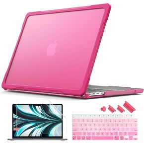 Batianda Ultimate Protection Case for M3 MacBook Air 13.6 inch 2022 2023 2024 Model A2681/A3113 Matte Carbon Fiber Edges Shockproof Anti-Scratch and Anti-Fingerprint with Keyboard Cover, Rock Gray
