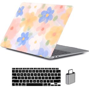 حافظة حماية من البلاستيك الصلب للكمبيوتر المحمول LanBaiLan، متوافقة مع جهاز MacBook Air الجديد 13 بوصة 2020 2019 2018 الإصدار A2337 M1 A2179 A1932 شاشة Retina مع معرف اللمس وغطاء لوحة المفاتيح، زهرة الطلاء in Kuwait
