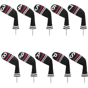 LeFeng 10pcs Knitted Golf Iron Head Covers 3-9/A/P/S Set - Lightweight and Durable Material - Multiple Patterns Golf Club Head Covers - Fit Well for Callaway Ping Taylormade Cobra Etc.