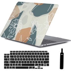 LanBaiLan Laptop Plastic Hard Shell Protective Case, Compatible for New MacBook Air 13 inch 2020 2019 2018 Release A2337 M1 A2179 A1932 Retina Display with Touch ID & Keyboard Cover, Paint Flower