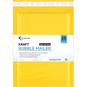 Kkbestpack Kraft Bubble Mailers #0, Self-Seal Padded Mailing Envelopes, Pack of 250, 6x9 Inches