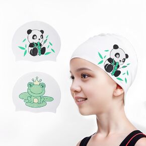 2 Pack Adult Swim Caps for Women Silicone Swim Cap for Women Silicone Waterproof Bathing Cap Swimming Hat for Long and Short Hair