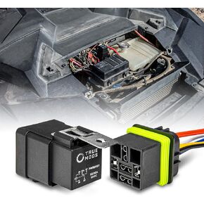 True MODS 1 Pack 5-Pin 12V Bosch Style Waterproof Relay Kit [Harness Socket] [12 AWG Hot Wires] [SPDT] [60/80 Amp] 12 Volt Automotive Marine Relays for Boats Auto Fan Cars