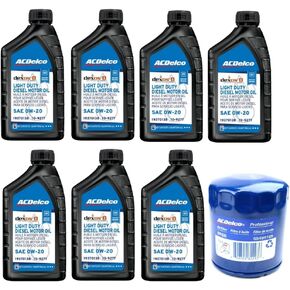 ACDelco DexosD Oil Change Kit 0W-20 Light Duty Diesel Engine Oil 19370138, 10-9277 and AC Delco PF66, 55495105, 19391402 Oil Filter (See Description For compatible vehicles)
