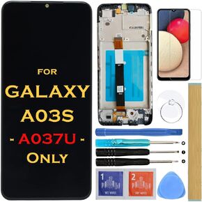 Screen Replacement LCD Display Touch Digitizer Assembly with Frame for Samsung Galaxy A03s A037U SM-A037U 6.5"((Not for A03 A037A A037F A037W A037G)