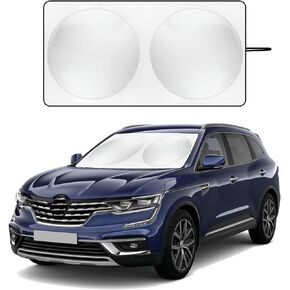 Windshield Sun Shade with Storage Pouch for SUVs, Durable 190T Polyester Sun Shield for Front Window, Portable Carry Car Accessories, Standard (63 inches x 34 inches)