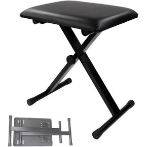 Adjustable Piano Bench, Keyboard Bench Easy to Assemble, X-Style, Black