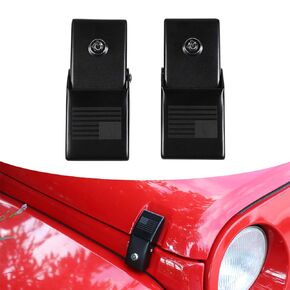 JeCar Hood Latches Locking Hood Catch Kit Aluminum Alloy Hood Locks Compatible with Jeep Wrangler 2007-2018 JK JKU, 2018-2023 JL JLU & 2020-2023 Gladiator JT, Skull Style