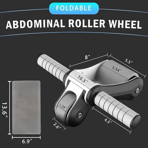 Exercise Roller Wheel, Ab Roller for Core Workout, Men Women Strength Training Exercise Equipment for Core Abdominal, Foldable & Removable Abdominal Wheel with Knee Pad for Home Gym Fitness in Kuwait