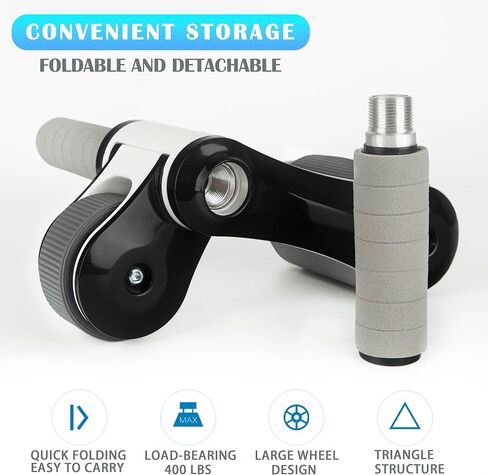 Exercise Roller Wheel, Ab Roller for Core Workout, Men Women Strength Training Exercise Equipment for Core Abdominal, Foldable & Removable Abdominal Wheel with Knee Pad for Home Gym Fitness in Kuwait