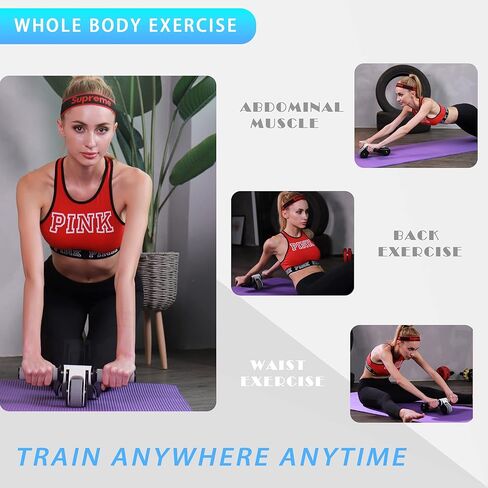 Exercise Roller Wheel, Ab Roller for Core Workout, Men Women Strength Training Exercise Equipment for Core Abdominal, Foldable & Removable Abdominal Wheel with Knee Pad for Home Gym Fitness in Kuwait