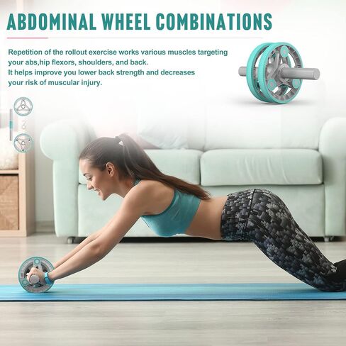 Elevens Ab Roller Wheel for Training Abdomen & Core Strength, 14-in-1 Exercise Equipment for Abs Workout at Home Gym Fitness Yoga for Women（Green) in Saudi Arabia